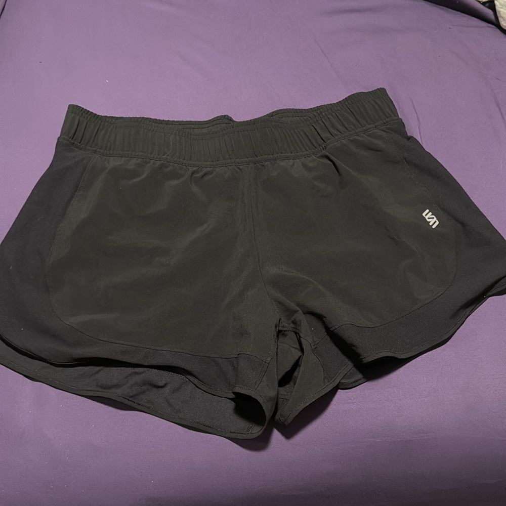 Second Skin Brand Athletic Shorts with a compression layer, Black, Women’s Large